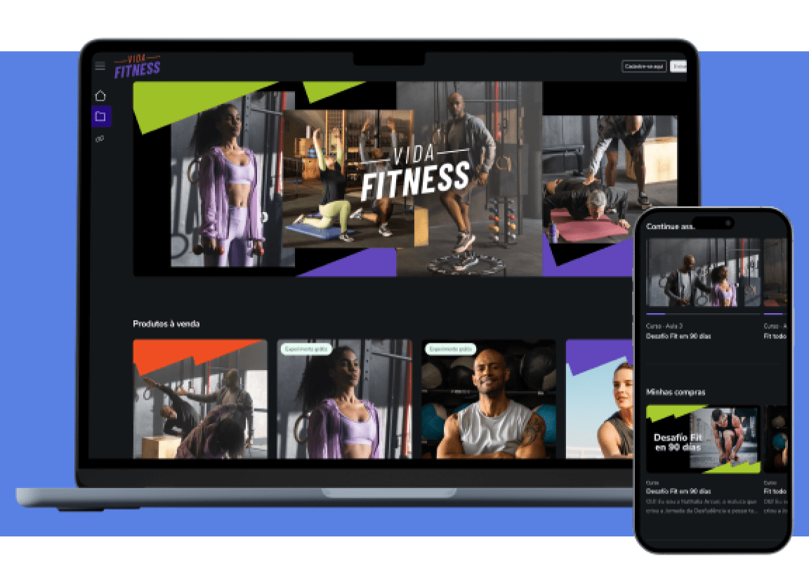 Imagem da tela do Hotmart Club no modo escuro mostrando o curso Fitness Lifestyle.